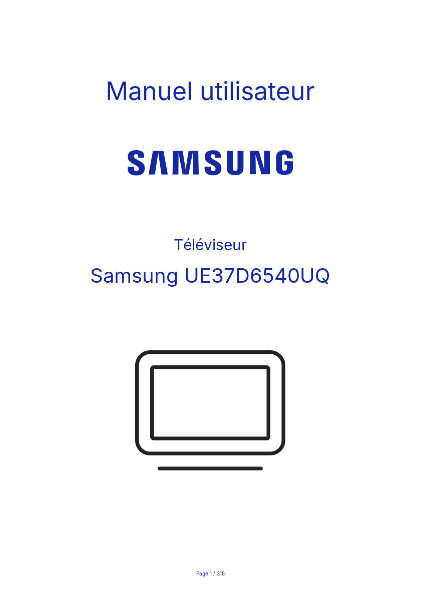 Page n°1 - Manuel utilisateur Samsung UE37D6540UQ