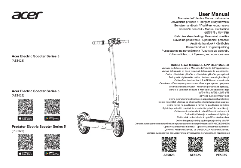 Page 1 de la notice Manuel utilisateur Acer Electric Scooter Series 3