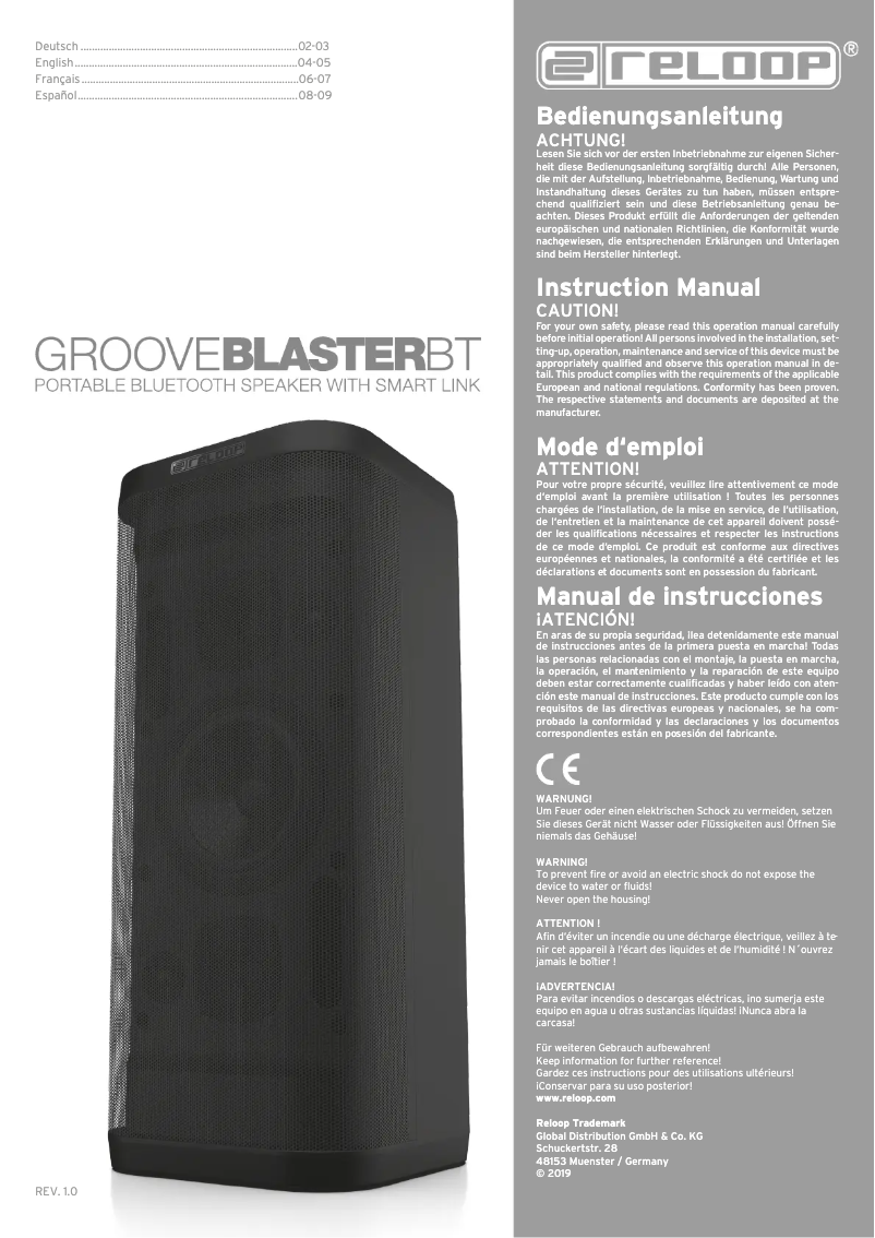Image de la première page du manuel de l'appareil Groove Blaster BT