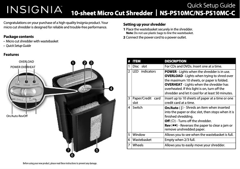 Imagen de la primera página del manual del dispositivo NS-PS10MC
