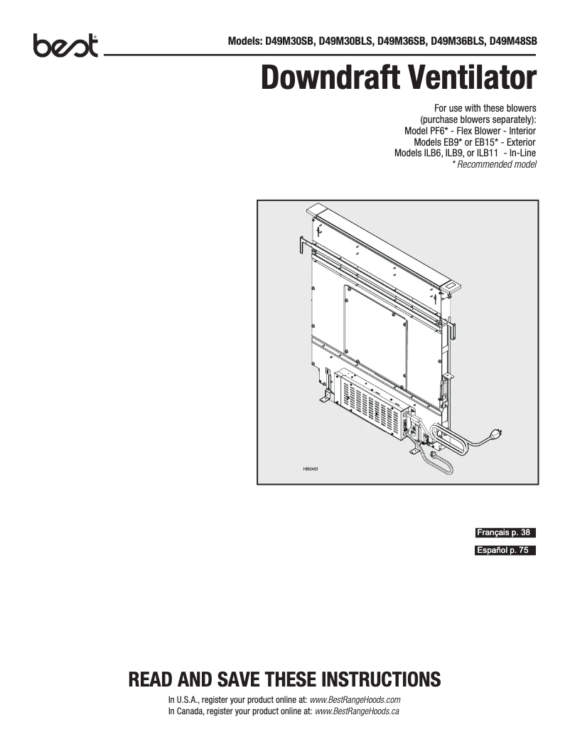 Page n°1 - Guide d'installation Best D49M36SB
