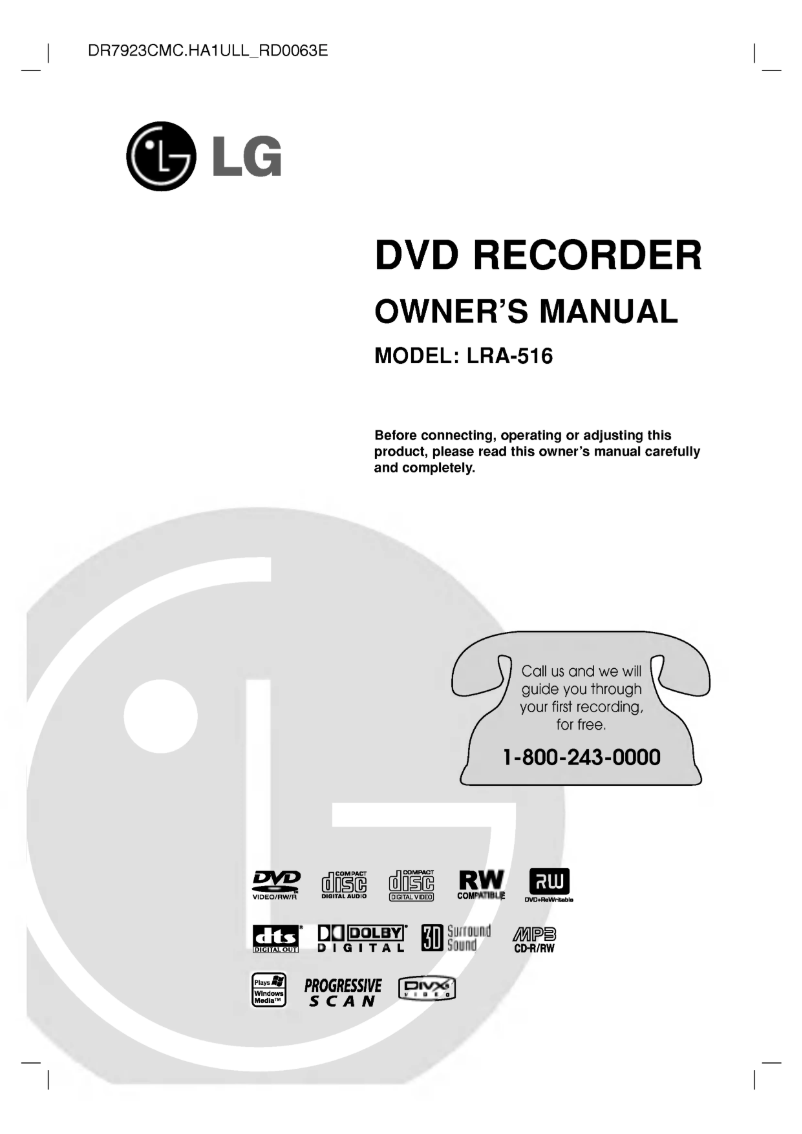 Page 1 de la notice Manuel utilisateur LG LRA-516