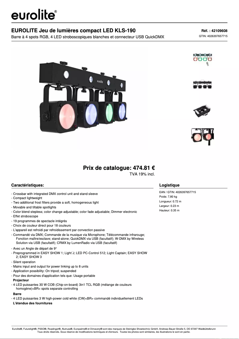 Image de la première page du manuel de l'appareil LED KLS-190