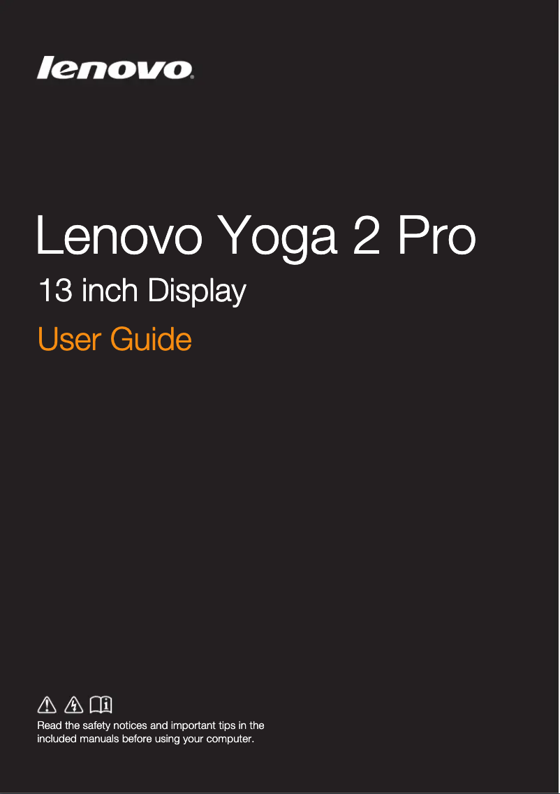 Page 1 de la notice Manuel utilisateur Lenovo ThinkPad Yoga 2 Pro