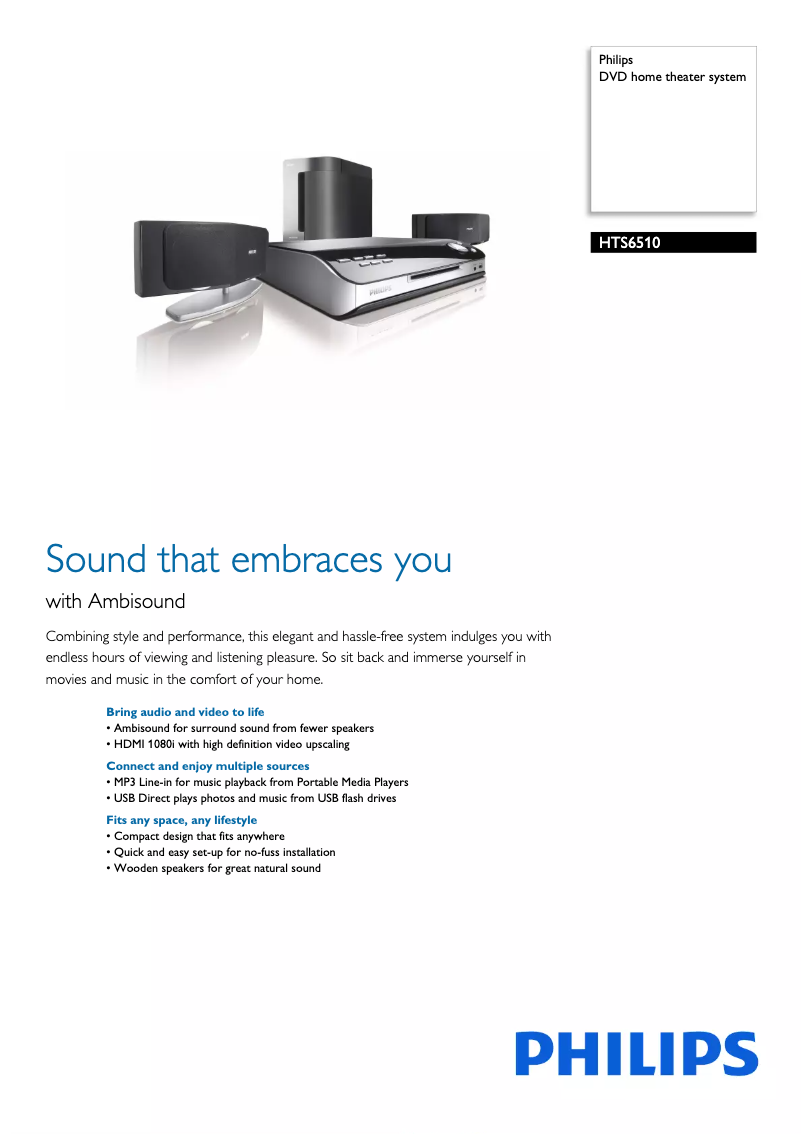 Imagen de la primera página del manual del dispositivo HTS6510