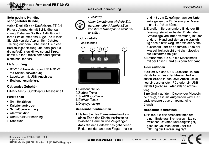 Page n°1 - Manuel utilisateur Newgen Medicals FBT-30 V2