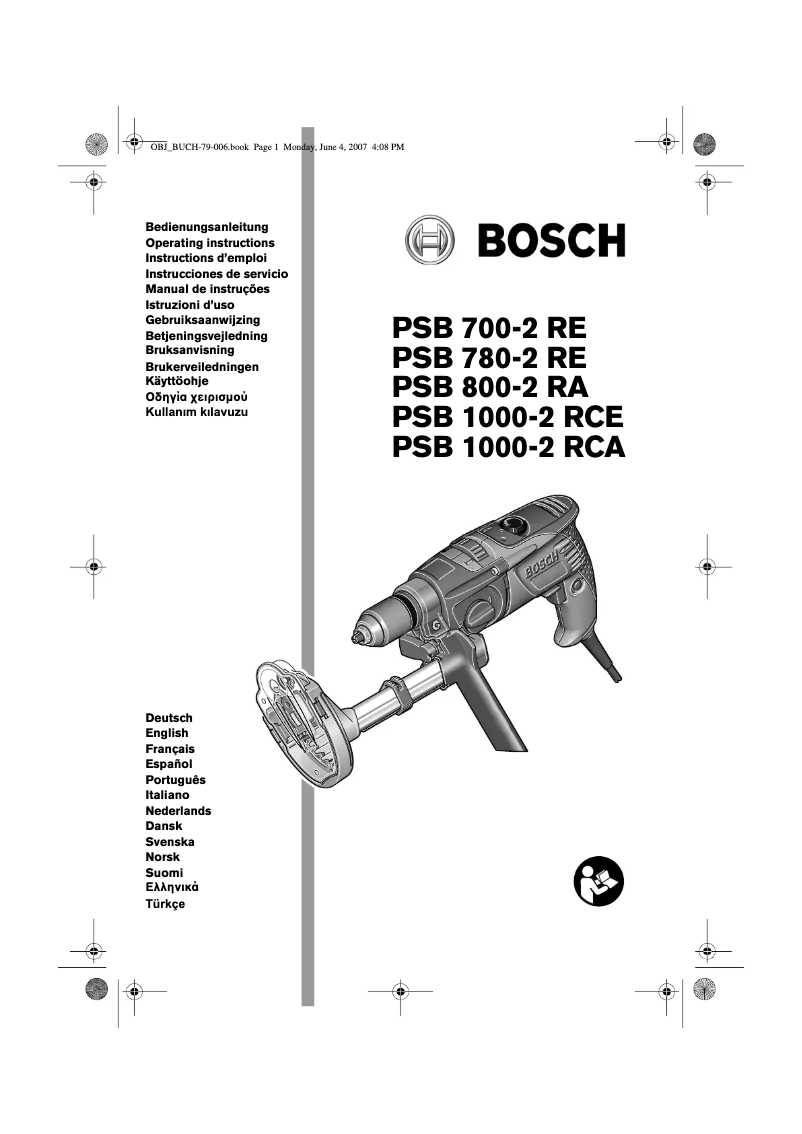 Page n°1 - Manuel utilisateur Bosch PSB 800-2 RA