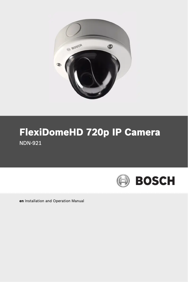 Page n°1 - Manuel utilisateur Bosch FlexiDomeHD NDN-921