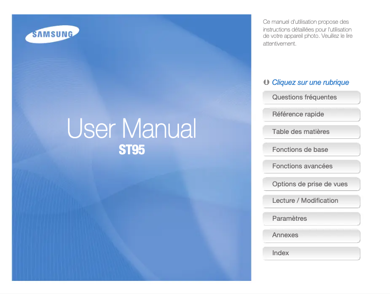 Page 1 de la notice Manuel utilisateur Samsung ST95