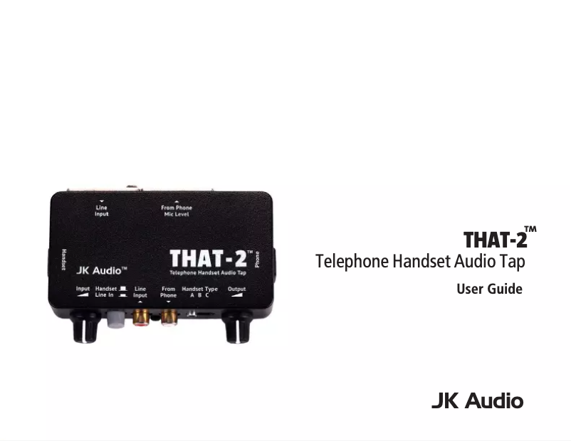 Page 1 de la notice Manuel utilisateur JK Audio THAT-2