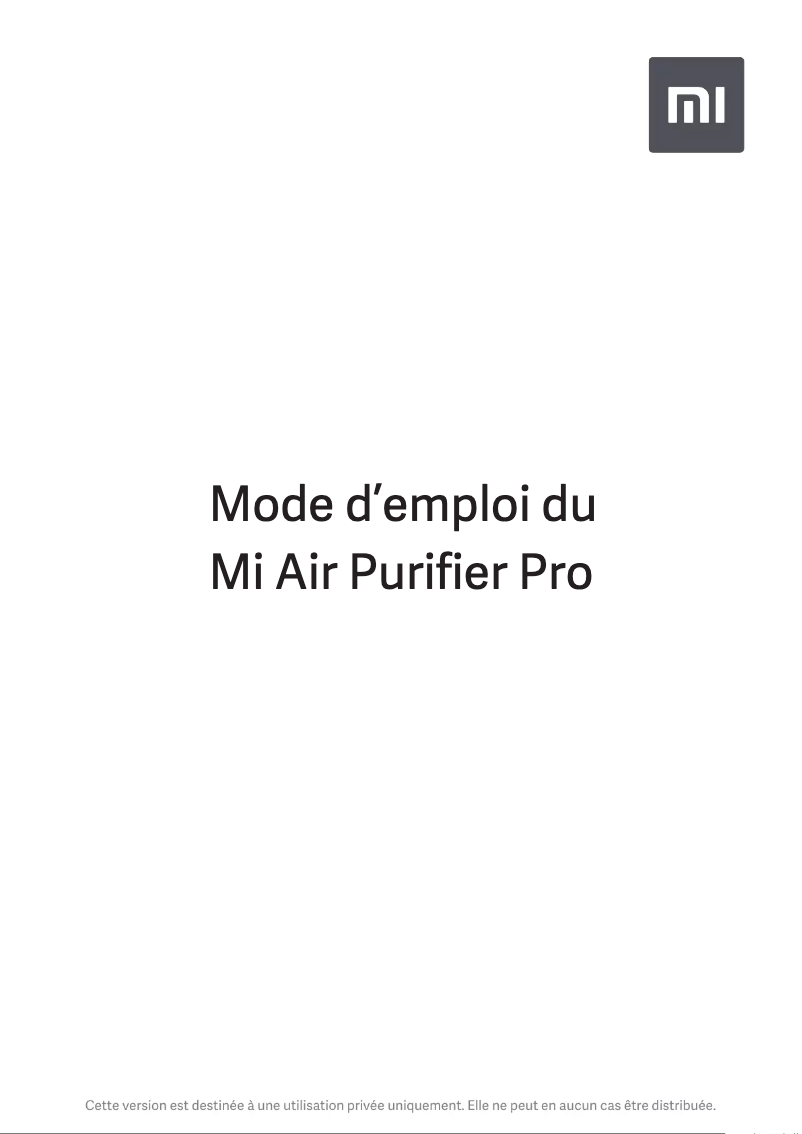 Image de la première page du manuel de l'appareil Mi Air Purifier Pro