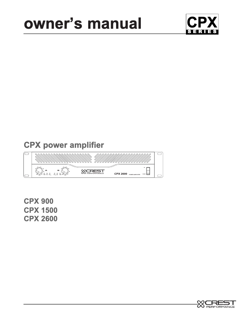 Page 1 de la notice Manuel utilisateur Crest Audio CPX 900