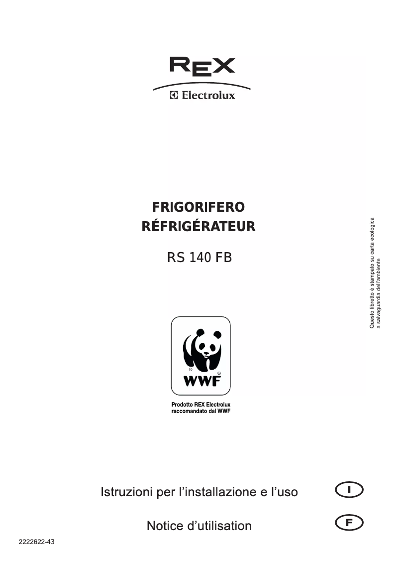Page 1 de la notice Manuel utilisateur Electrolux-Rex RS140F