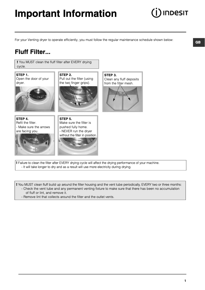 Página 1 del manual Manual de usuario Indesit IS 60 VU (UK)