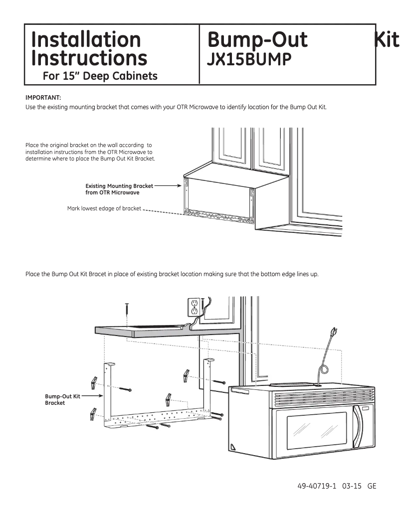 Page 1 de la notice Manuel utilisateur GE JX15BUMPWW