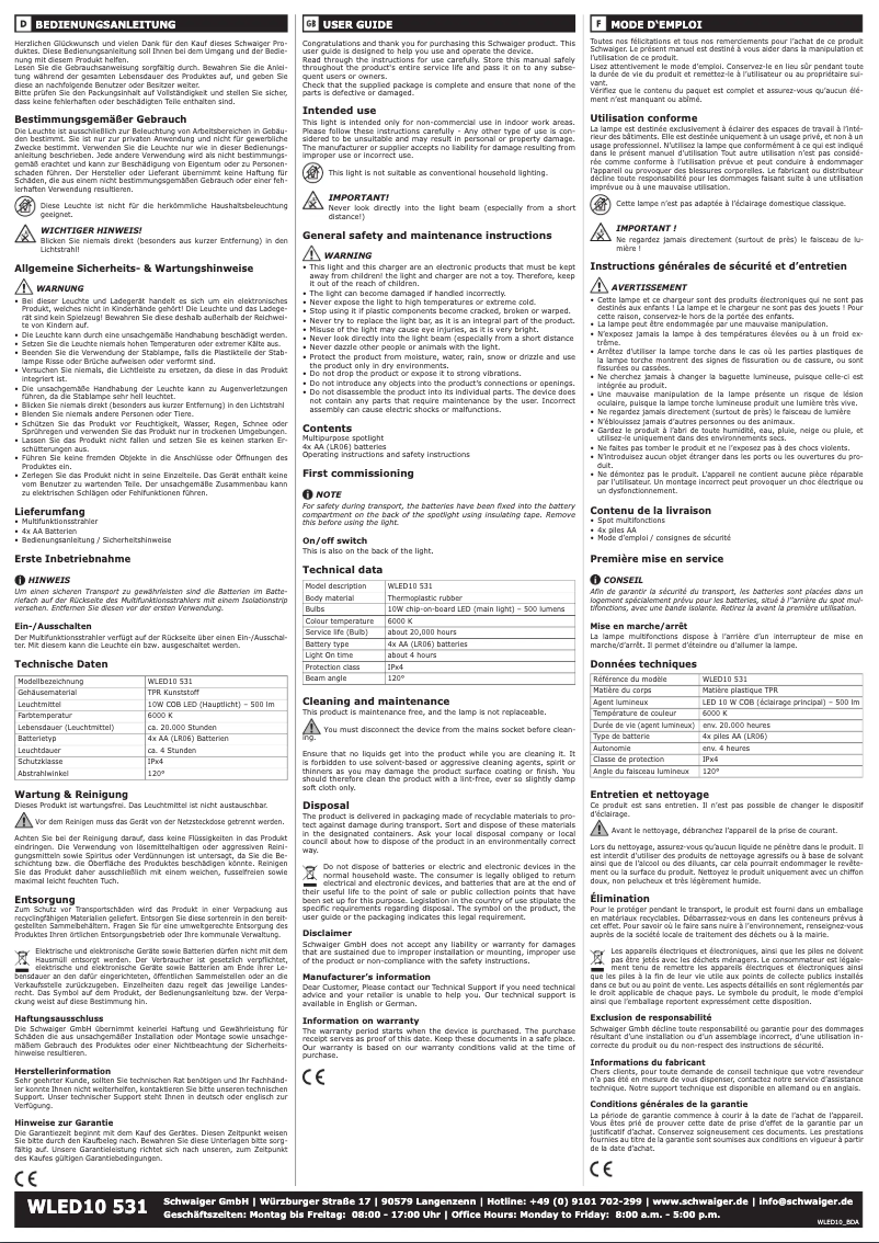 Image de la première page du manuel de l'appareil WLED10 531