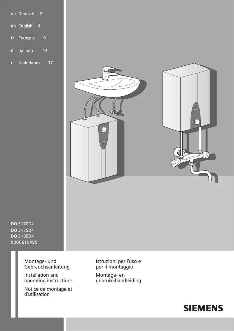 Page n°1 - Manuel utilisateur Siemens DO3185D4
