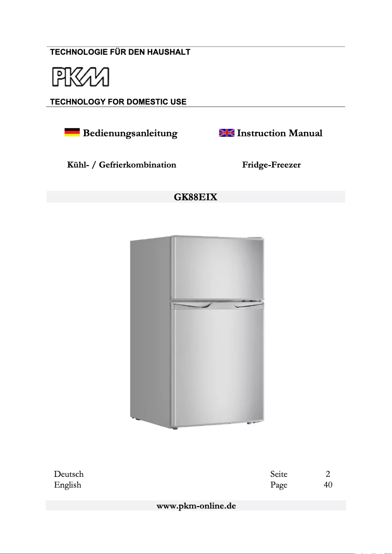 Page 1 of the manual User Manual PKM GK88EIX