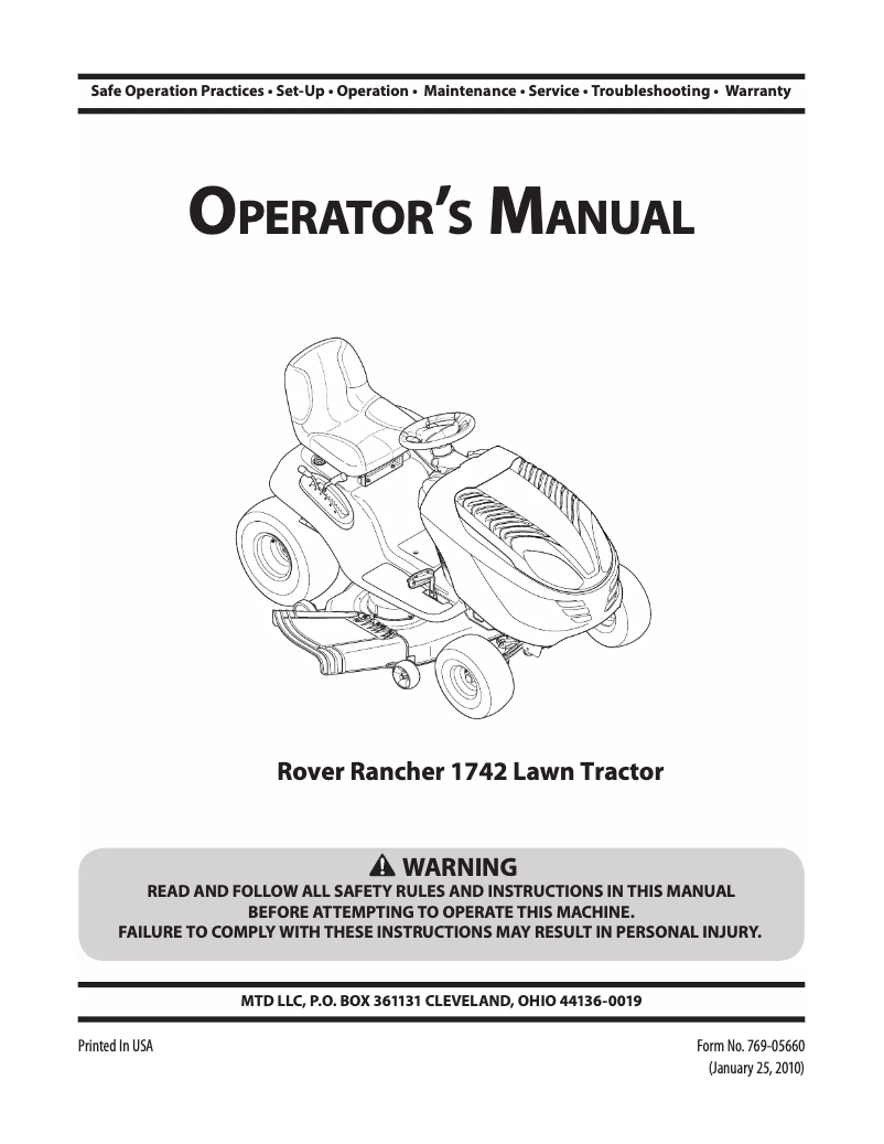Page 1 de la notice Manuel utilisateur Rover Rancher 2042