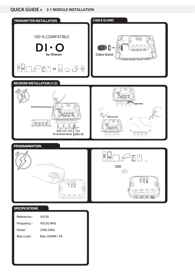 Page 1 de la notice Manuel utilisateur DiO 54750