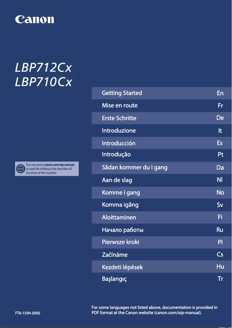 Image de la première page du manuel de l'appareil i-SENSYS LBP712Cx