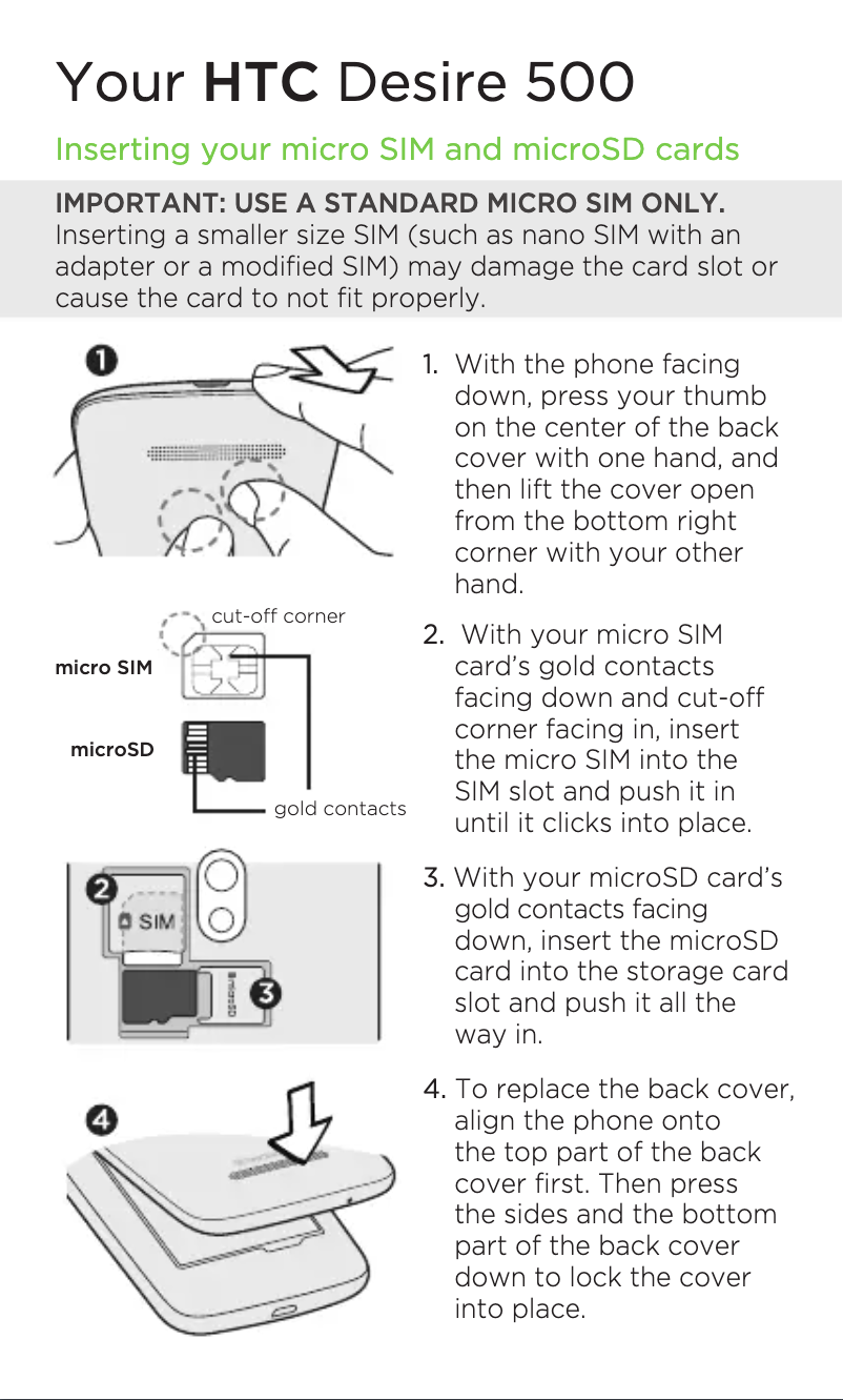 Página 1 del manual Manual de usuario HTC Desire 500