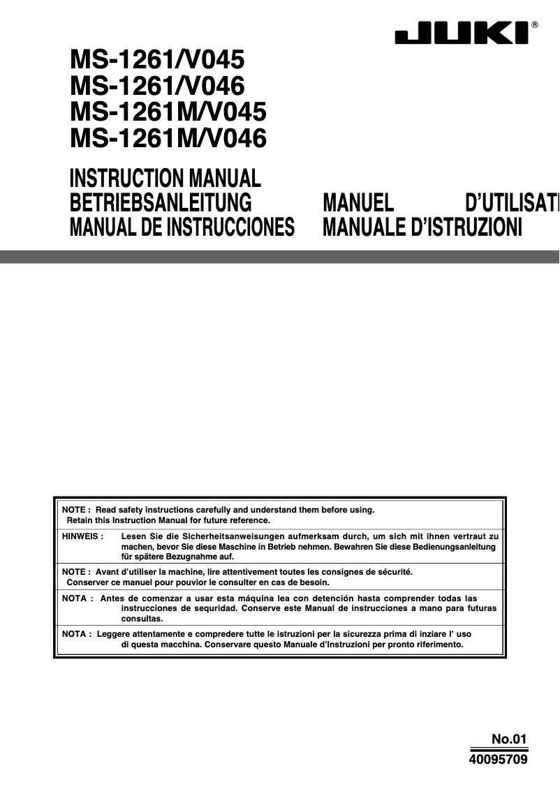 Image de la première page du manuel de l'appareil MS-1261M