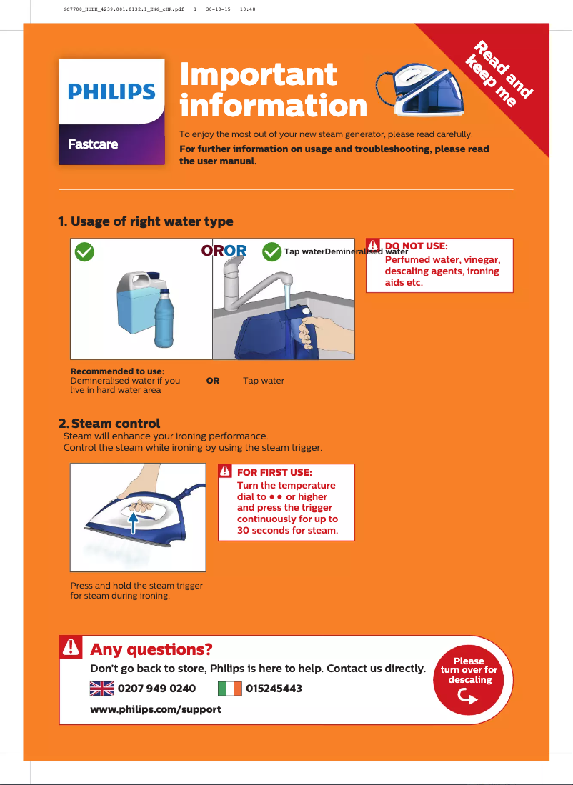 Image de la première page du manuel de l'appareil FastCare GC7717