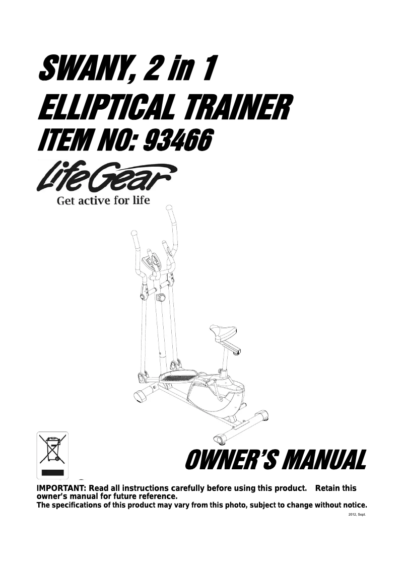 Page n°1 - Manuel utilisateur Life Gear Swany 93466