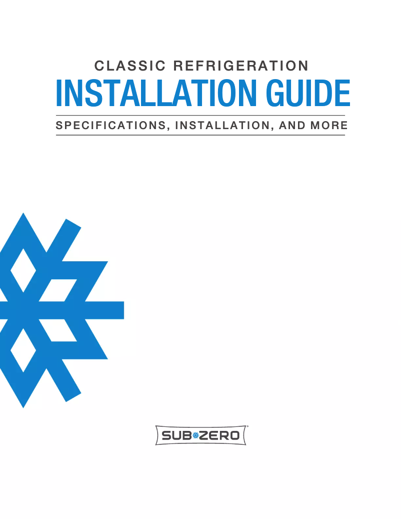 Page 1 de la notice Guide d'installation Sub-Zero BI-42SID/S/TH