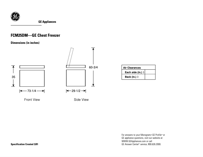 Page n°1 - Fiche technique GE FCM25DMWH