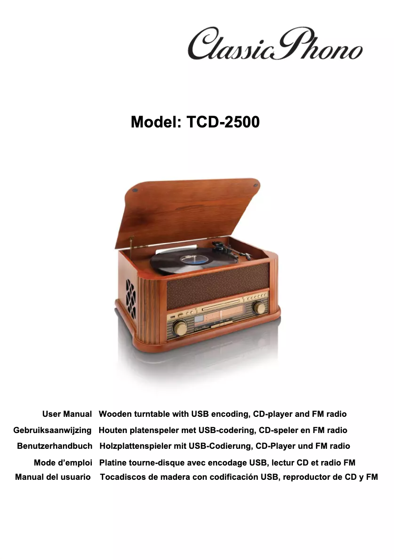 Page n°1 - Manuel utilisateur Classic Phono TCD-2500