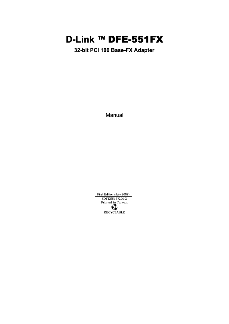 Page 1 de la notice Manuel utilisateur D-Link DFE-551FX