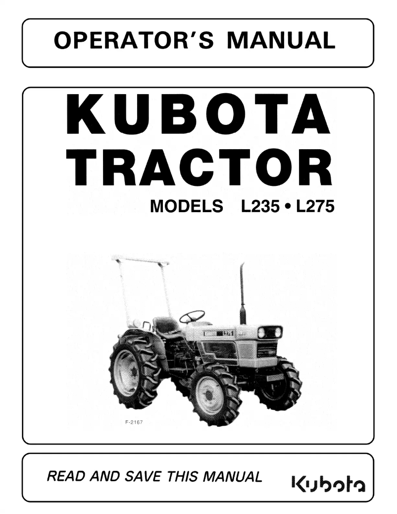 Page 1 de la notice Manuel utilisateur Kubota L275