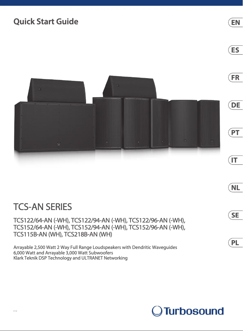 Página 1 del manual Guía de inicio rápido Turbosound TCS122/94-AN