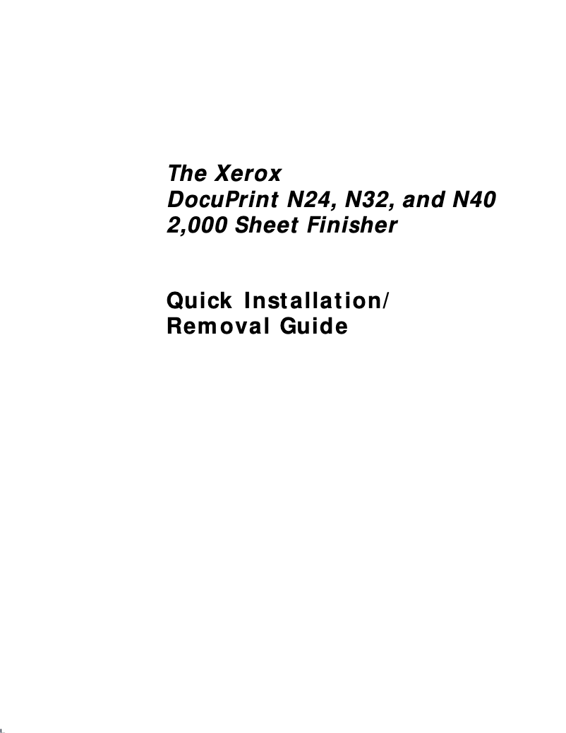 Page n°1 - Guide d'installation Xerox DocuPrint N24