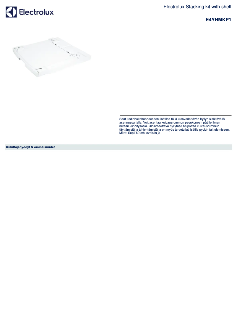 Page 1 de la notice Manuel utilisateur Electrolux E4YHMKP1