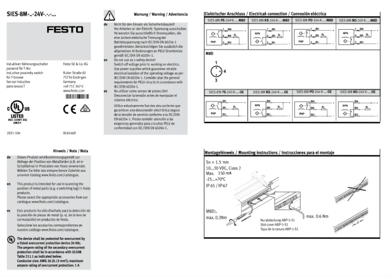 Image de la première page du manuel de l'appareil SIES-8M-PO-24V-K-7,5-OE
