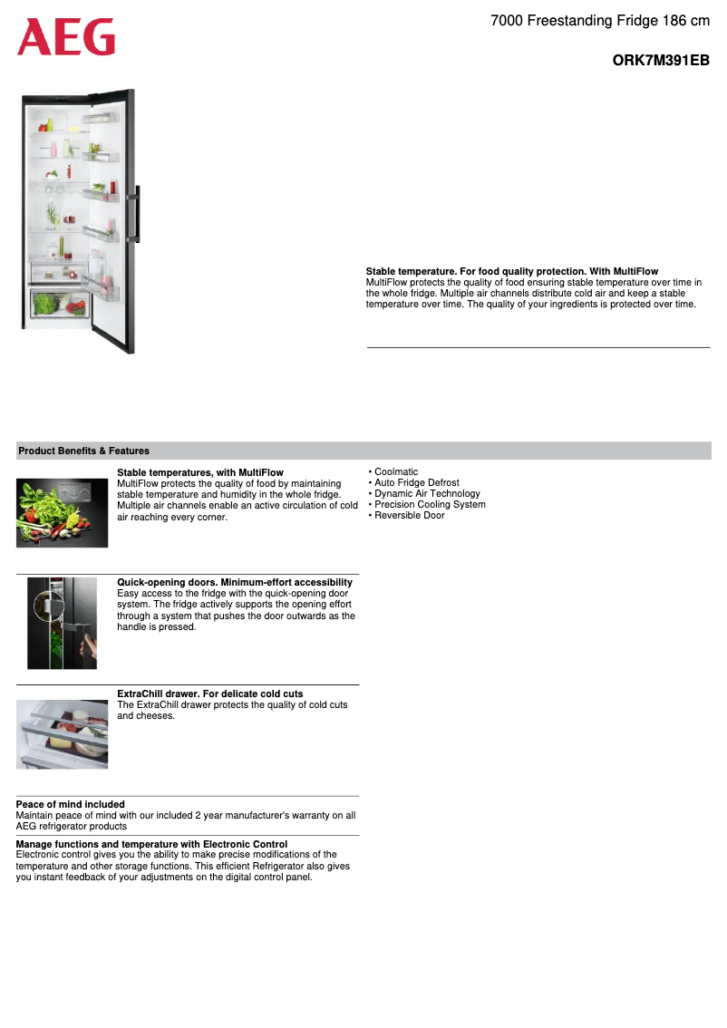 Page n°1 - Fiche technique AEG ORK7M391EB