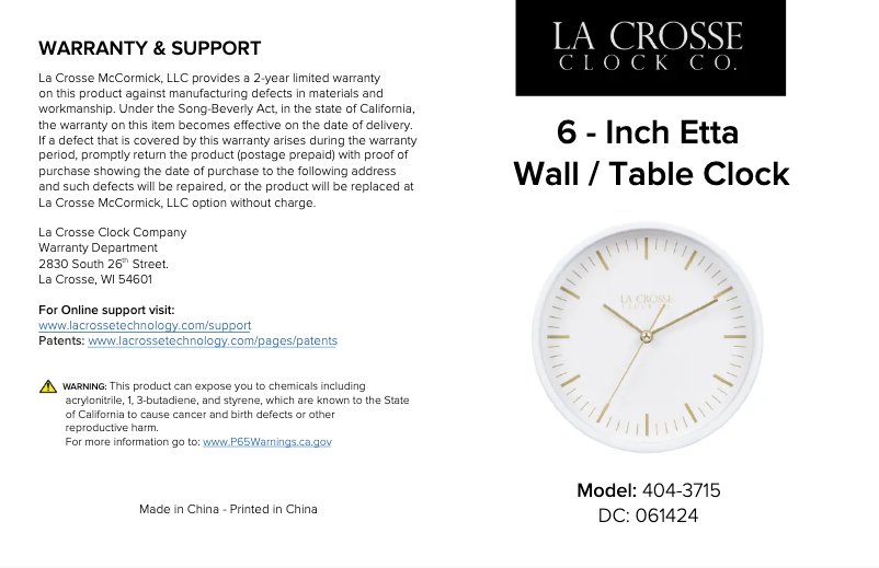 Page n°1 - Manuel utilisateur La Crosse Technology 404-3715