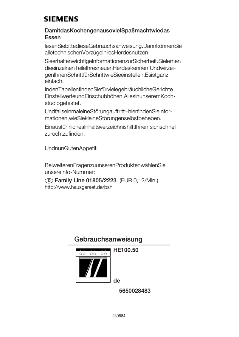 Page 1 de la notice Manuel utilisateur Siemens HE100550