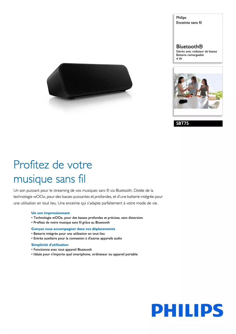 Image de la première page du manuel de l'appareil SBT75