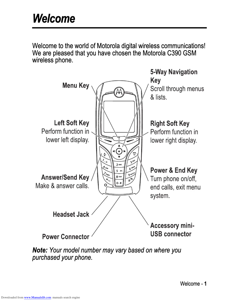 Image de la première page du manuel de l'appareil C390