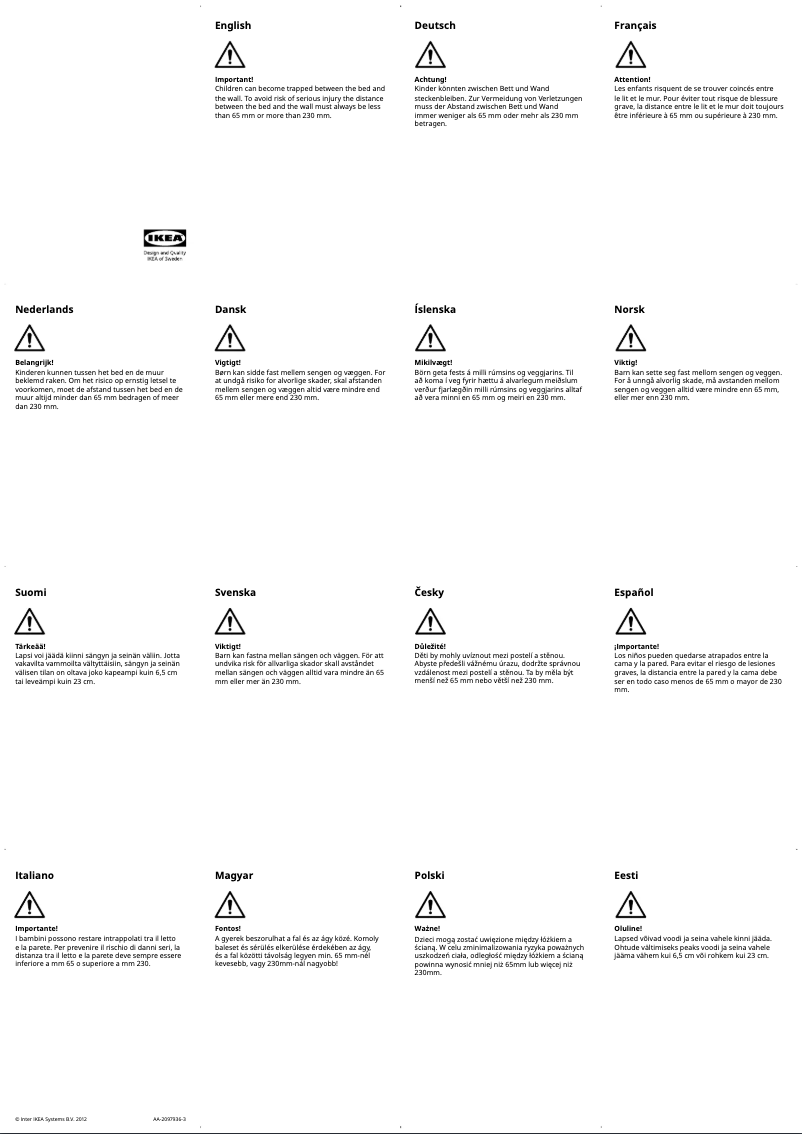 Page 1 de la notice Manuel utilisateur Ikea BUSUNGE 903.057.04