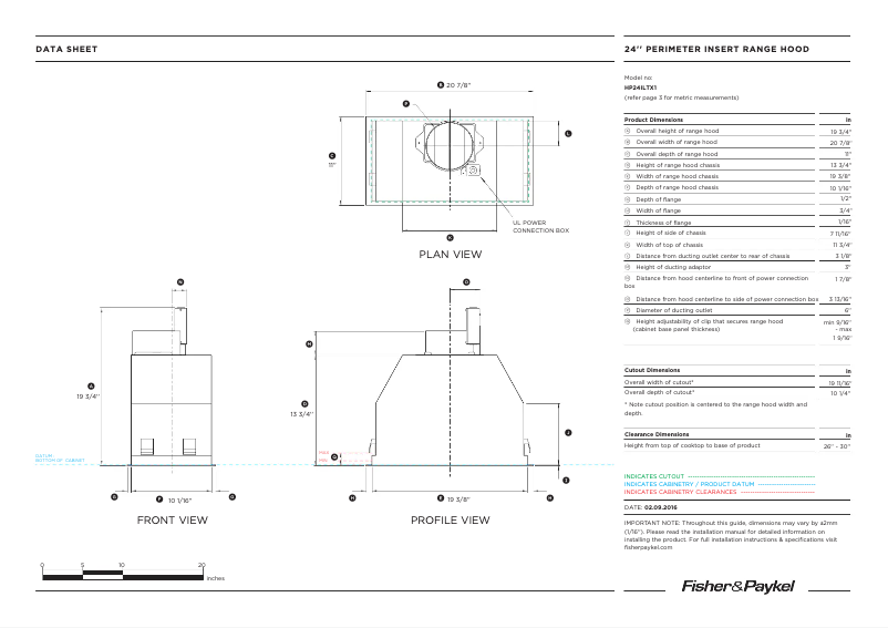 Page n°1 - Fiche technique Fisher & Paykel HP24ILTX1