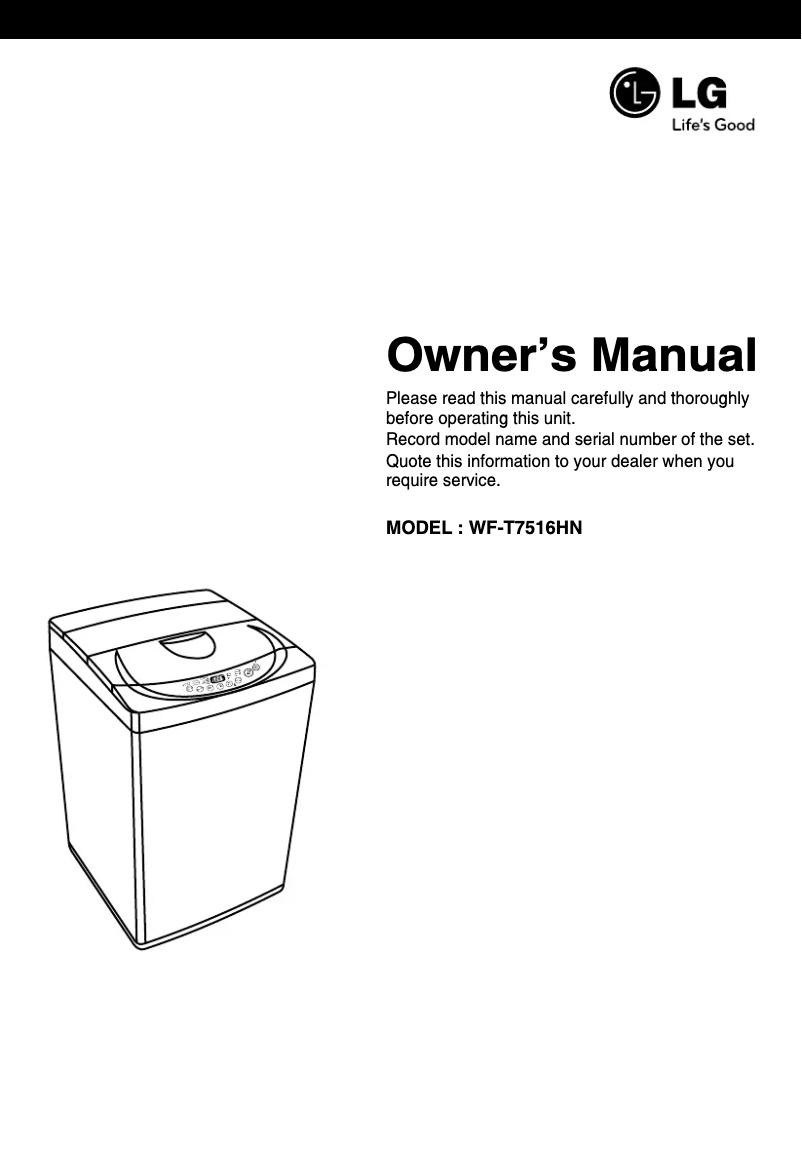 Page 1 de la notice Manuel utilisateur LG WF-T7516HN