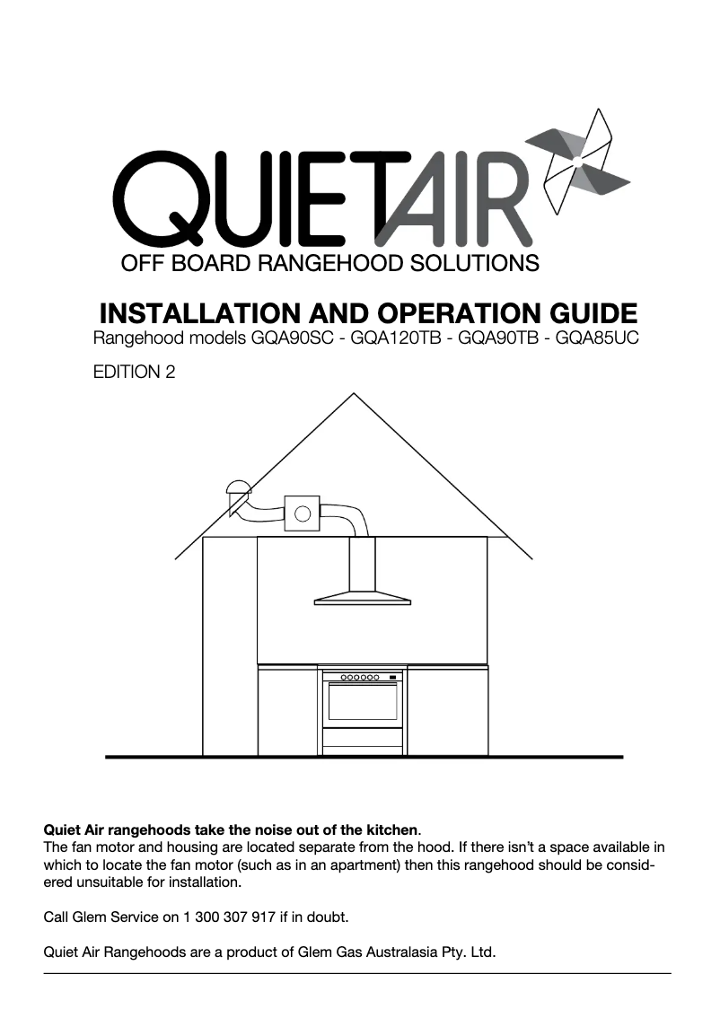 Page 1 de la notice Instructions / montage Glem Gas Quiet Air GQA85UC