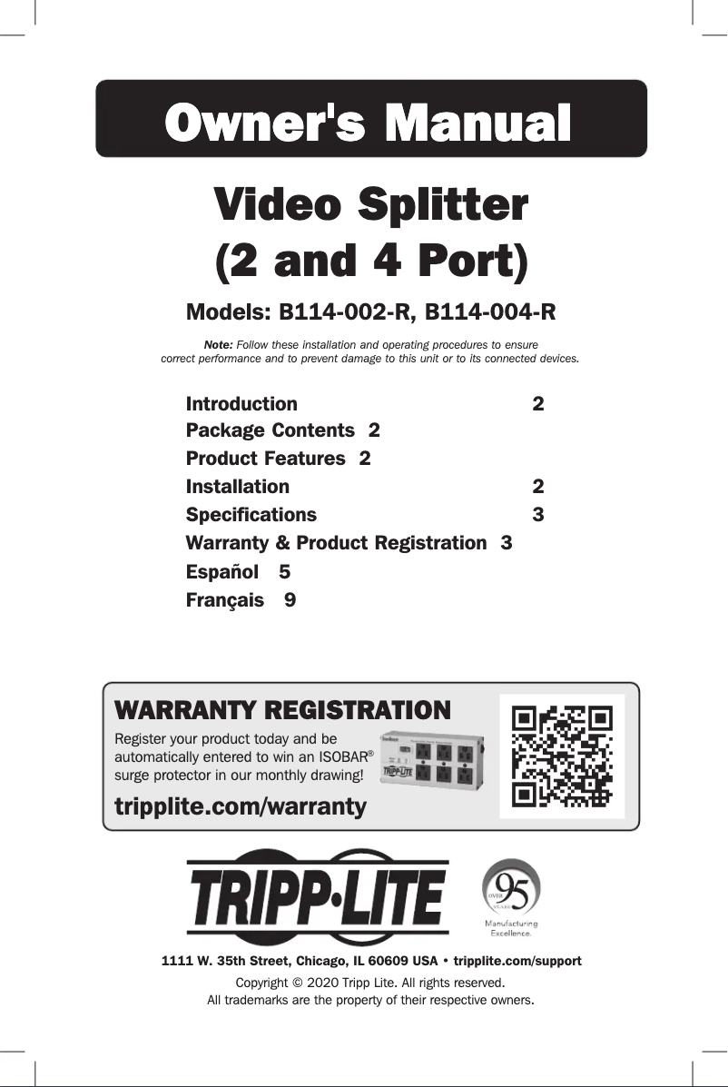 Page 1 of the manual User Manual Tripp Lite B114-004-R