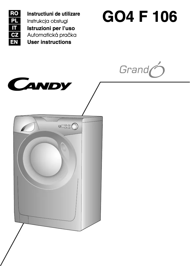 Page n°1 - Manuel utilisateur Candy GO4 F 106