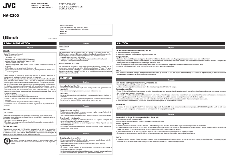 Image de la première page du manuel de l'appareil HA-C300